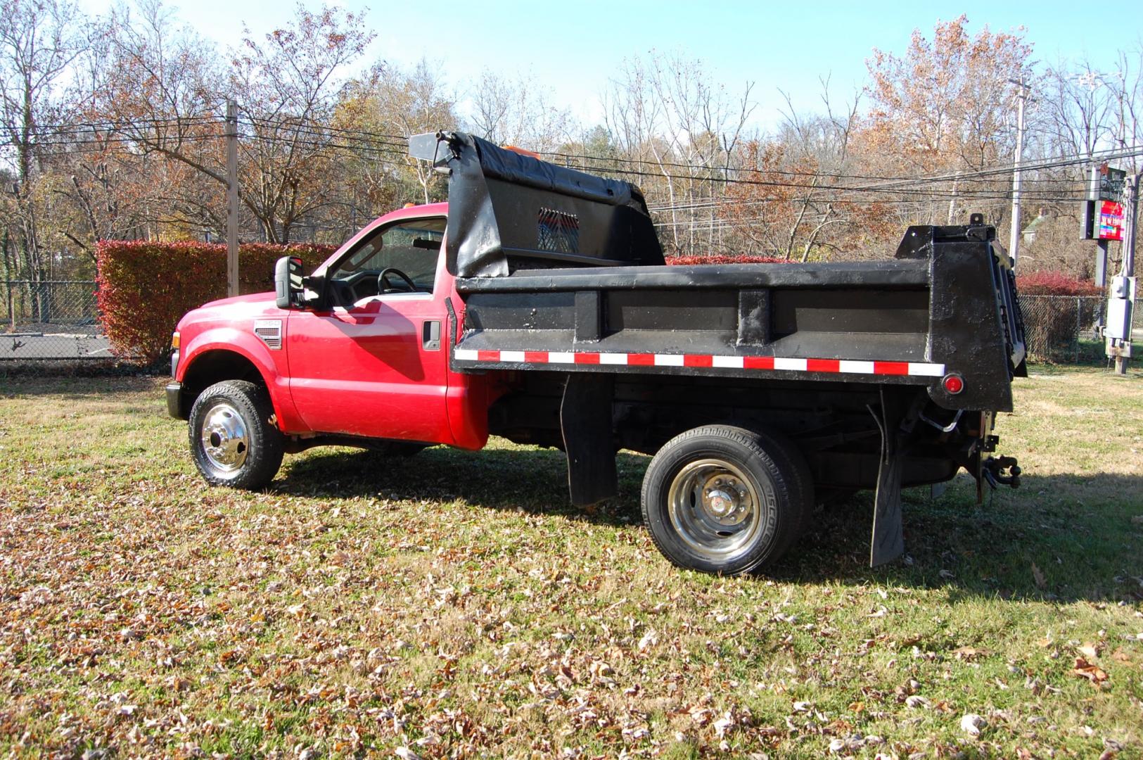 2008 RED /Grey Vinyl Ford F-350 SD XL DRW 4WD (1FDWF37R68E) with an 6.4L V8 OHV 32V TURBO DIESEL engine, Manual transmission, located at 6528 Lower York Road, New Hope, PA, 18938, (215) 862-9555, 40.358707, -74.977882 - This vehicle has a reconstructed title. Here we have a 2008 Ford F350 dump body with a 6.4L V8 Diesel engine putting power to the ground via a manual shifting 4X4 transmission. The interior offers grey leather, AC/HEAT, AM/FM radio, roll up windows and front airbags for safety. The exterior offers r - Photo#1